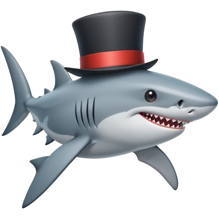 Shark with a top hat emoji
