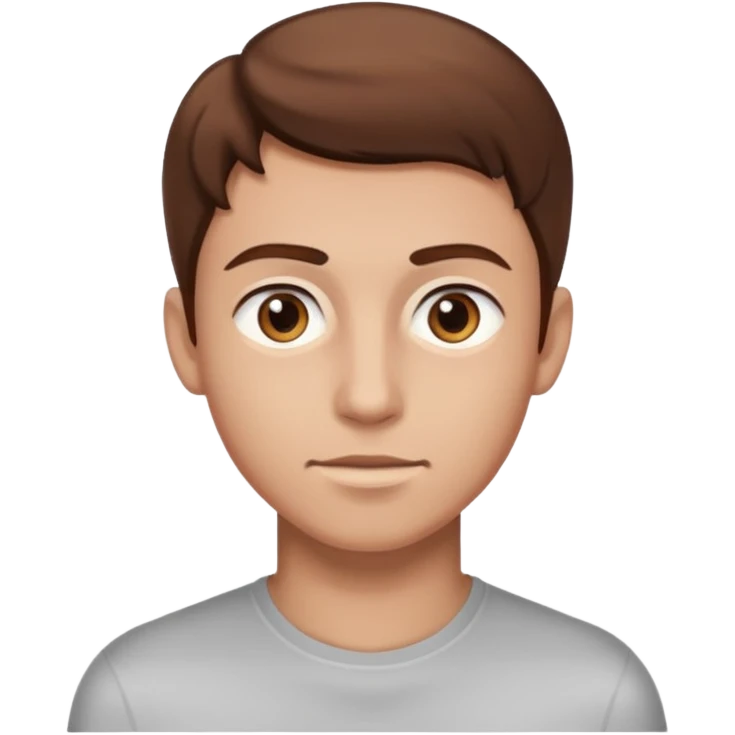 young man with smooth skin, bright eyes, brown hair emoji