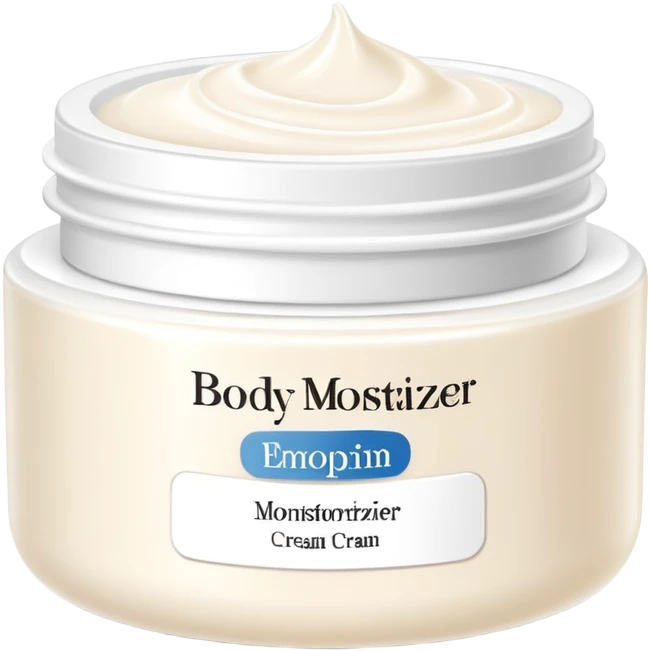 body moisturizer cream pot with label emoji