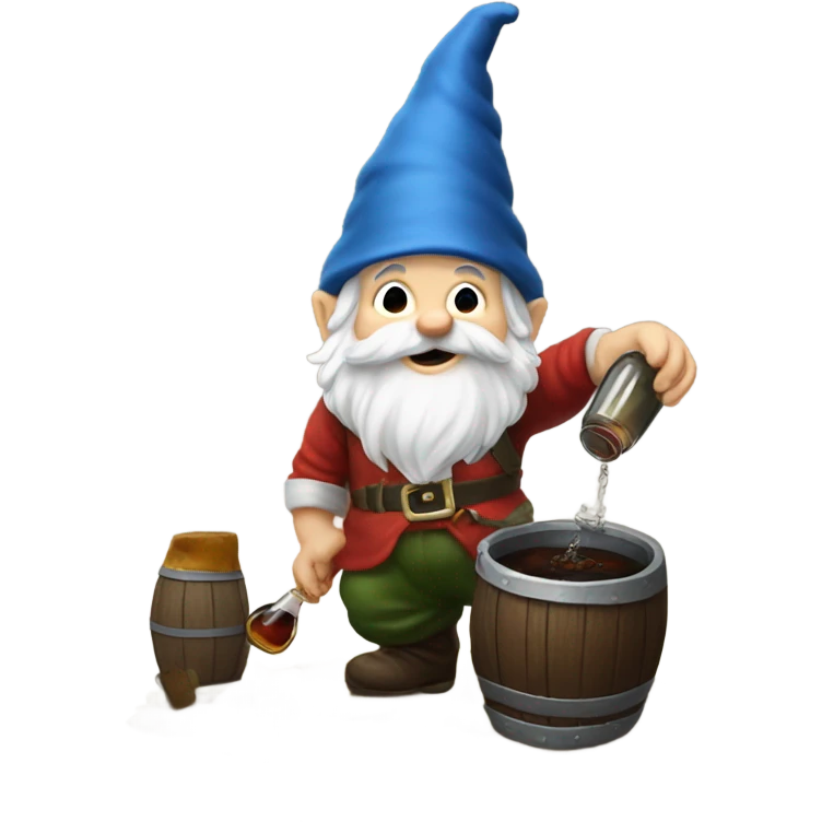 gnome pouring some rum on the ground emoji