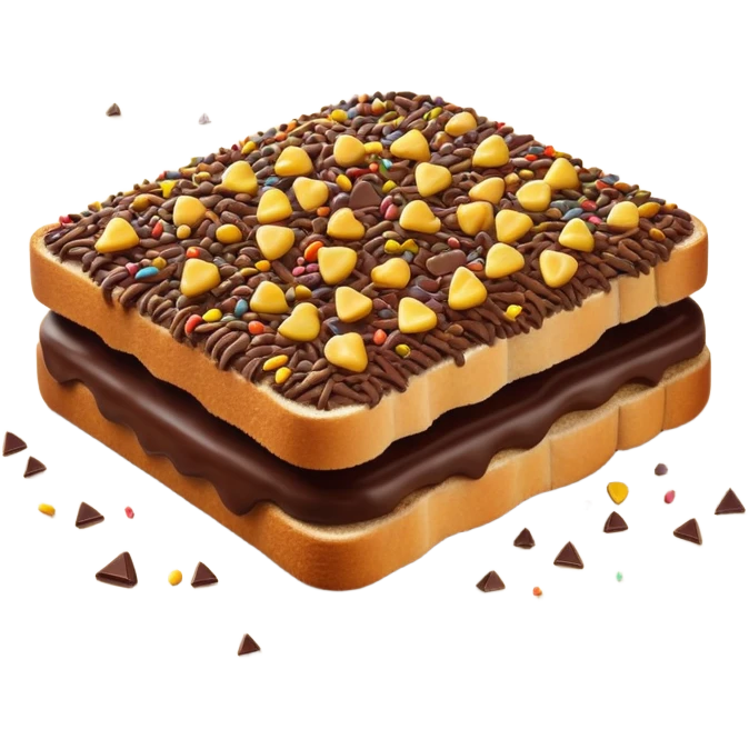 hagelslag-cinematic-realistic-hagelslag-treat-emoji,-depicted-as-crunchy-chocolate-sprinkles-scattered-on-a-slice-of-buttered-bread,-rendered-with-vivid-textures-and-playful,-inviting-lighting. emoji