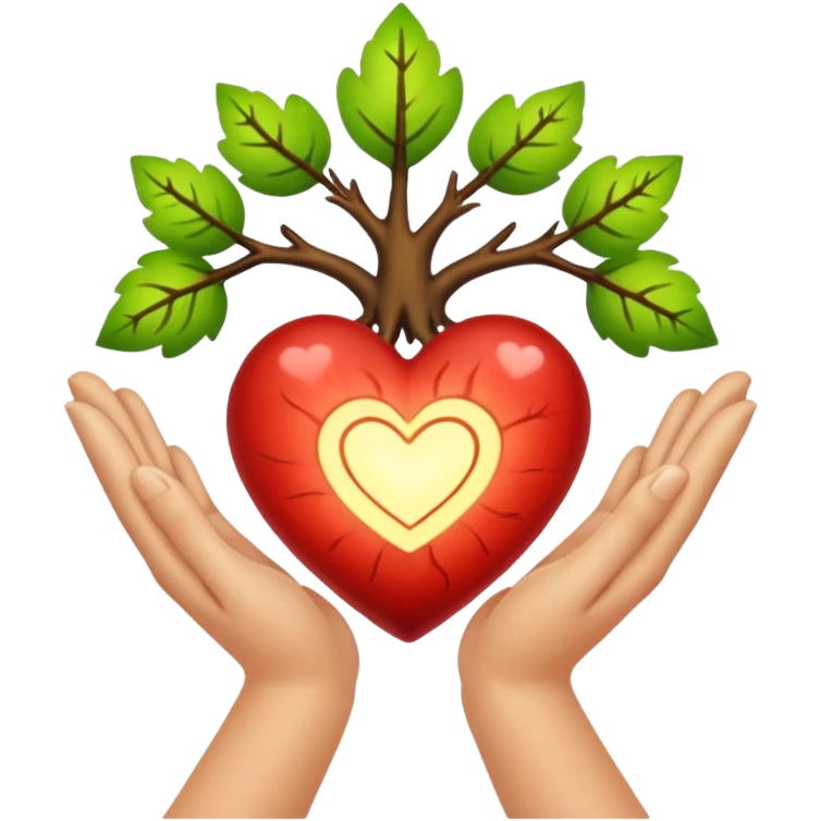 woodland spirit hands together glowing heart seed emoji