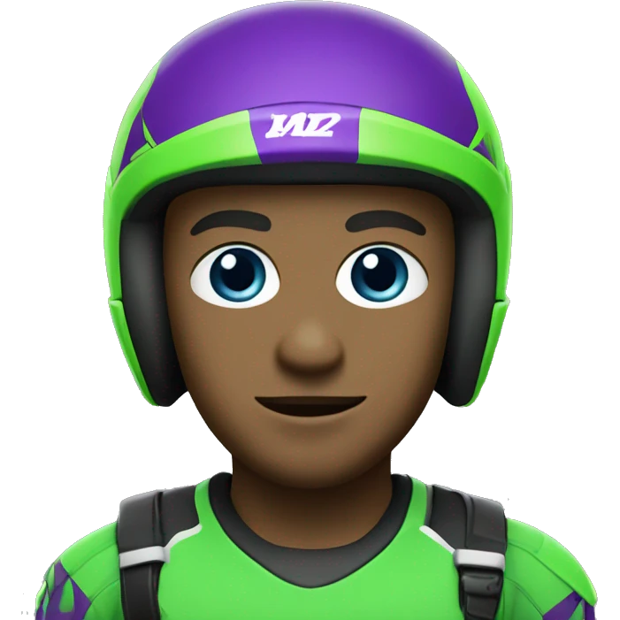 motocross man in green and purple front emoji