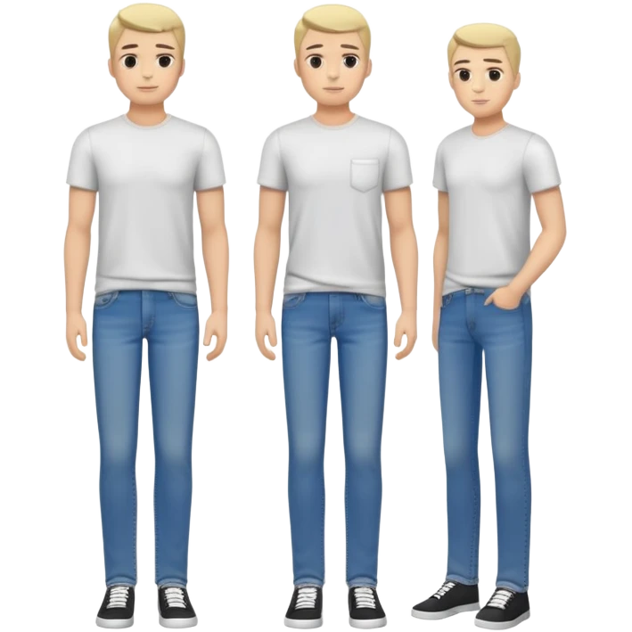 full body lean male figure standing, wearing casual clothes, t-shirt and jeans, average build, not muscular emoji