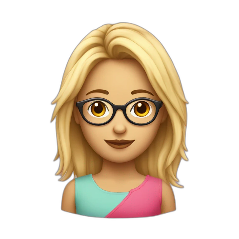 Chica de pelo rubio con gafas adolescente y piel clara emoji