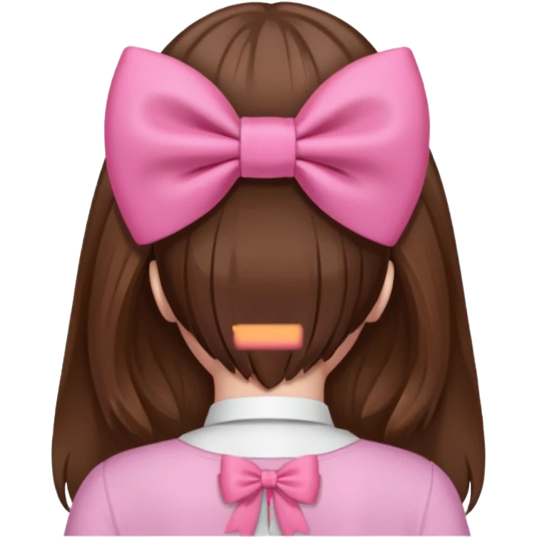 brown hair from behind with a pink bow emoji