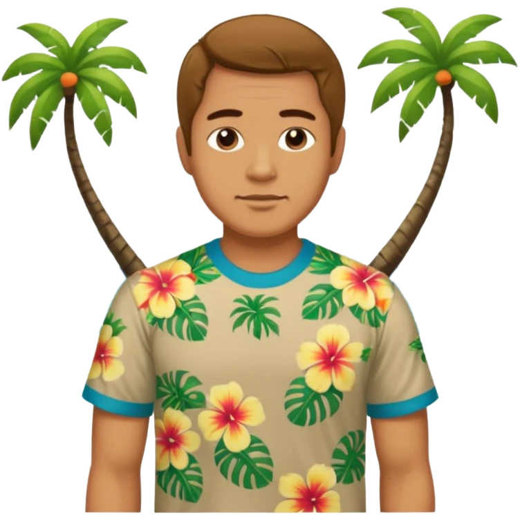 Retro 70s man face in hawaii t-shirt emoji