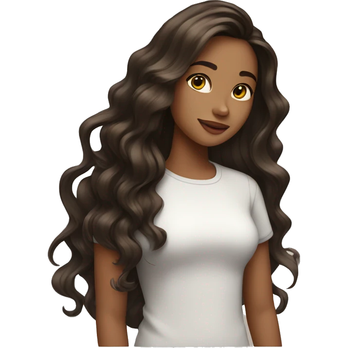 girl with long wavy dark brown hair with highlights  emoji