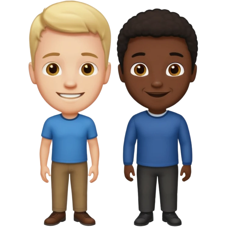 Tall white guy with midget black guy emoji