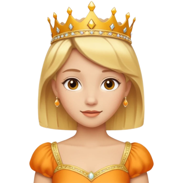 Princess in orange yellow Dress with gold Tiara, short Blonde Hair emoji