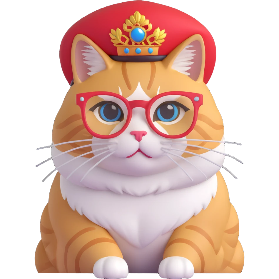 A cat wearing glasses and a traditional Russian kokoshnik, colorful and playful. emoji
