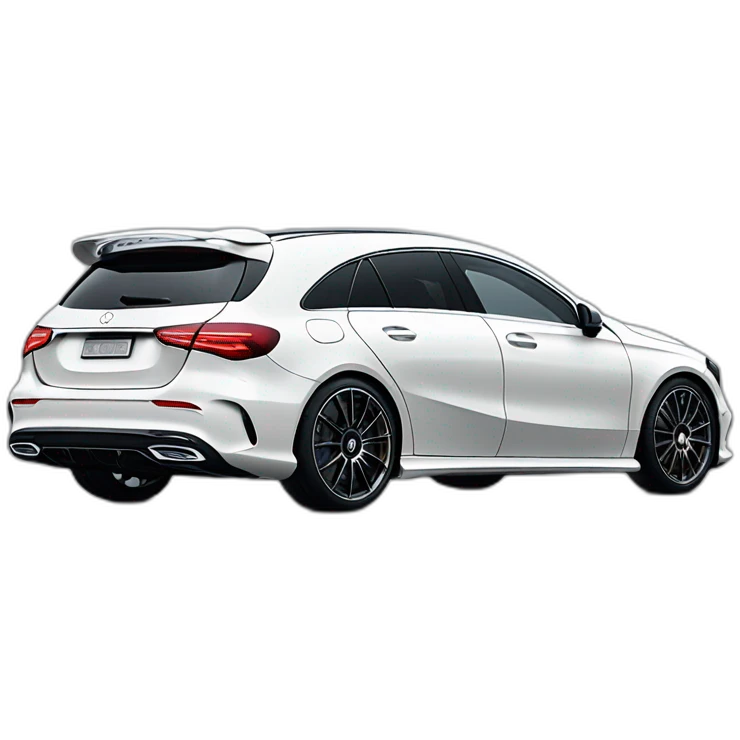 White Mercedes a 35 with areodynamic kit and night package emoji