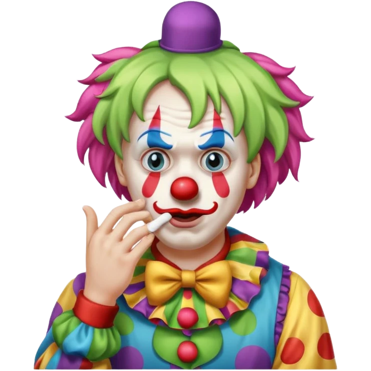 A clown holding his nose because he can smell poop emoji