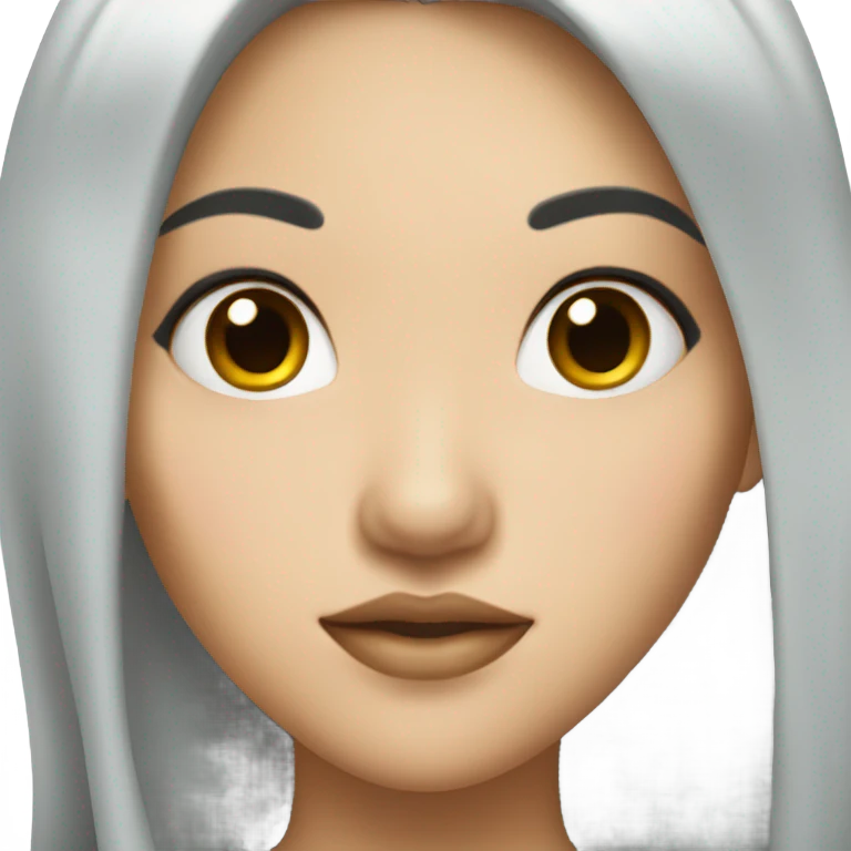 asian girl with long black hair and with piercings on brow and lips  emoji