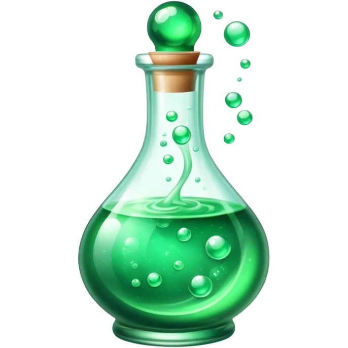 magical glowing potion in a glass bottle with bubbles emoji