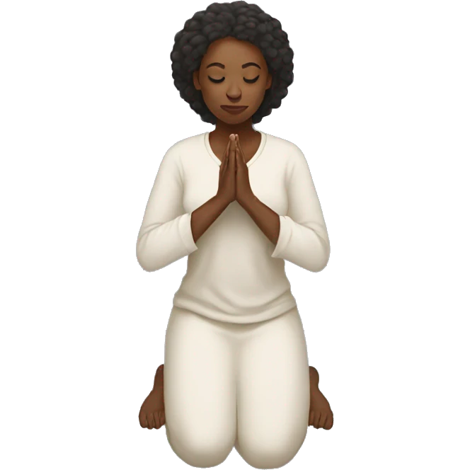 black woman kneeling in prayer emoji