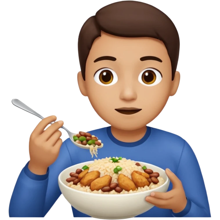 Create a person having lunch. Not a sandwich. Rice, beans and chicken. emoji