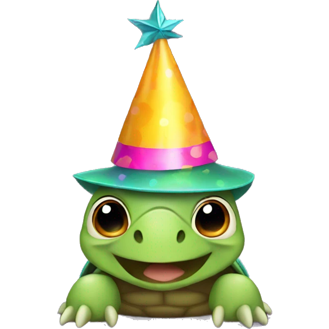 turtle with a party hat emoji