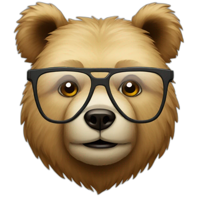 Bear face with square glasses emoji