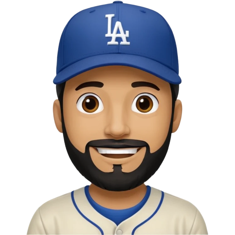 Can you make a guy with a black beard wearing an LA dodger hat? emoji