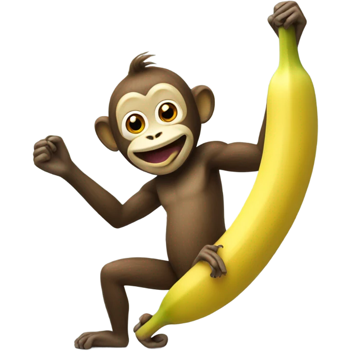 A banana playing with a monkey emoji