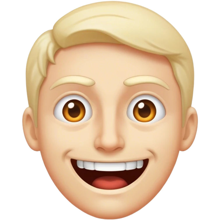Tight, awkward grin with dead eyes, trying to act normal in chaos. emoji