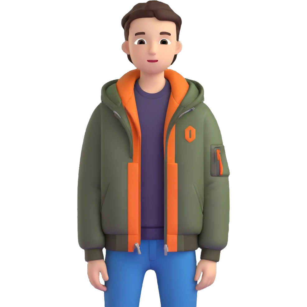teenage boy wearing a jacket, hands in pockets emoji