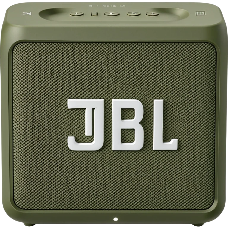 JBL Go 4 portable speaker in khaki green color, compact rectangular shape with rounded corners, front view showing speaker grill and JBL logo emoji