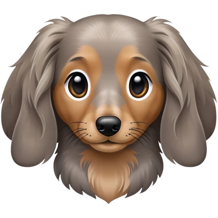 Long haired dapple dachshund, tan, gray & black emoji