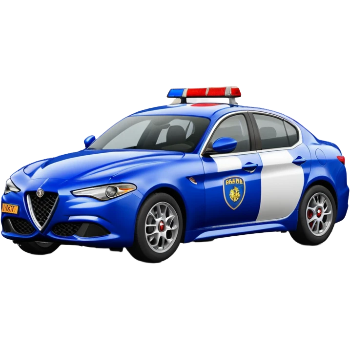 crea auto di servzio alfa romeo giulia tutta blu scuro con la scritta sul lato polizia penitenziaria  emoji