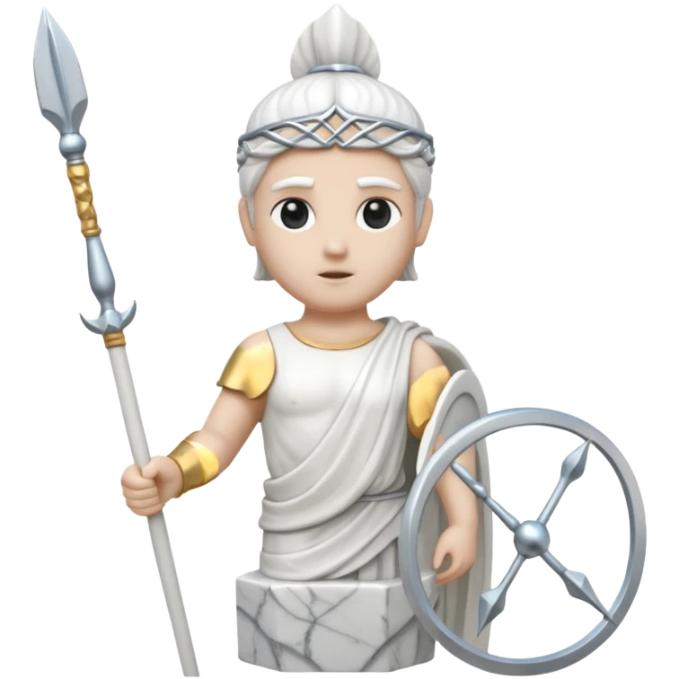 a greek white marble statue holding a marble trident. entirely make of marble. only white color no other color emoji
