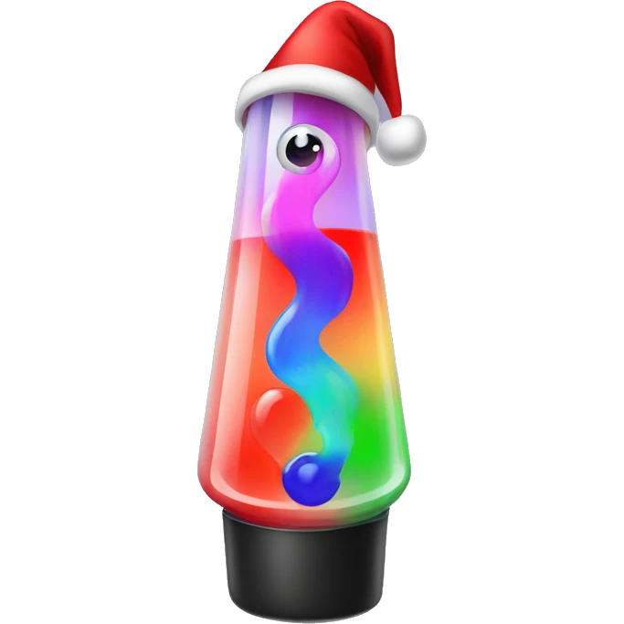 A lava lamp with eyes wearing a Santa hat  emoji