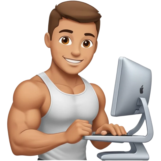 Довольный качок купил компьютер emoji