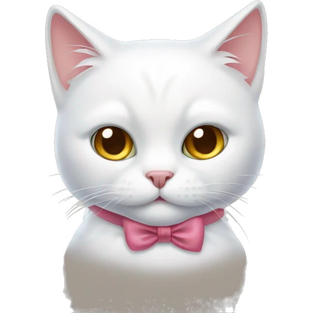 white cat with a bow emoji