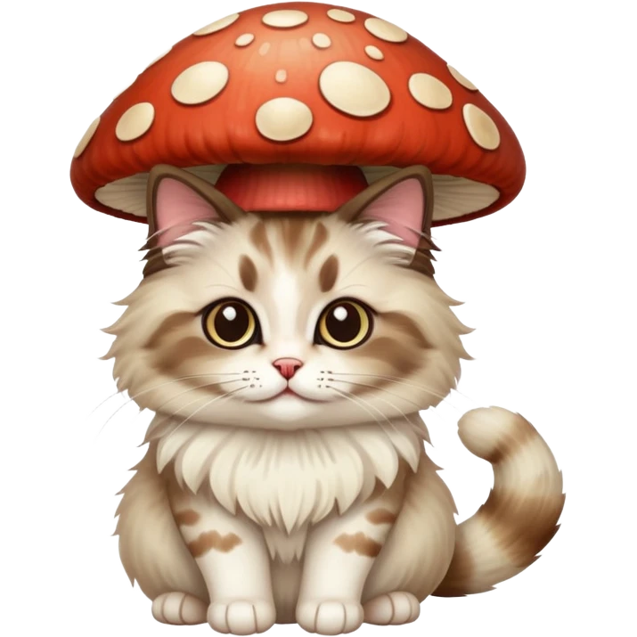 One ragdoll cat with a mushroom hat emoji