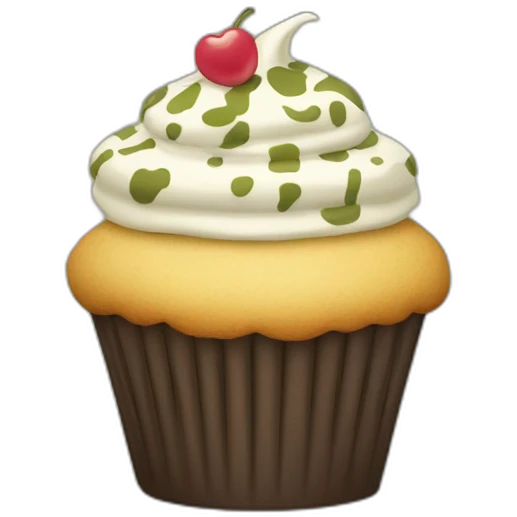 Happy cupcake with camouflage icing emoji
