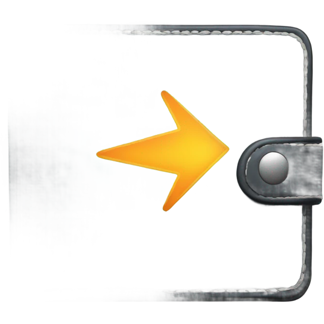 wallet with a glowing arrow in white emoji