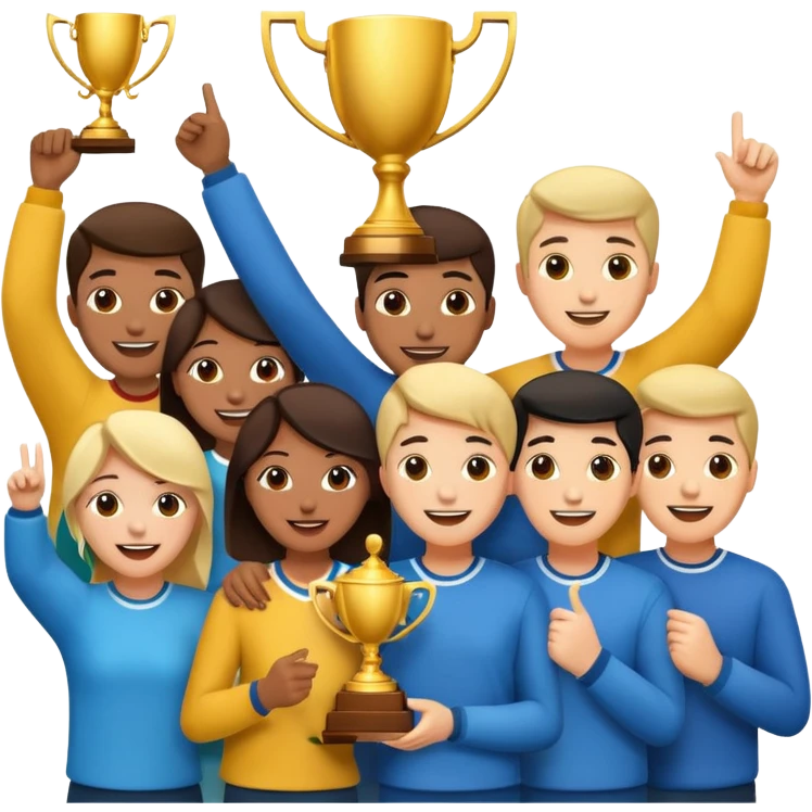 team celebrating with trophy emoji