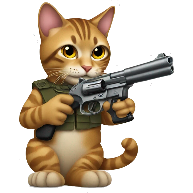 Tabby cat holding a pistol  emoji