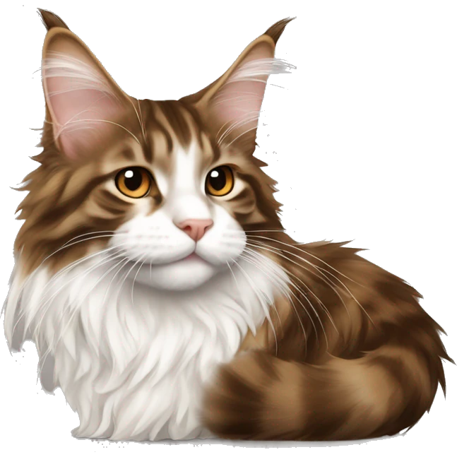Maine coon kiss small maine coon brown and white  emoji