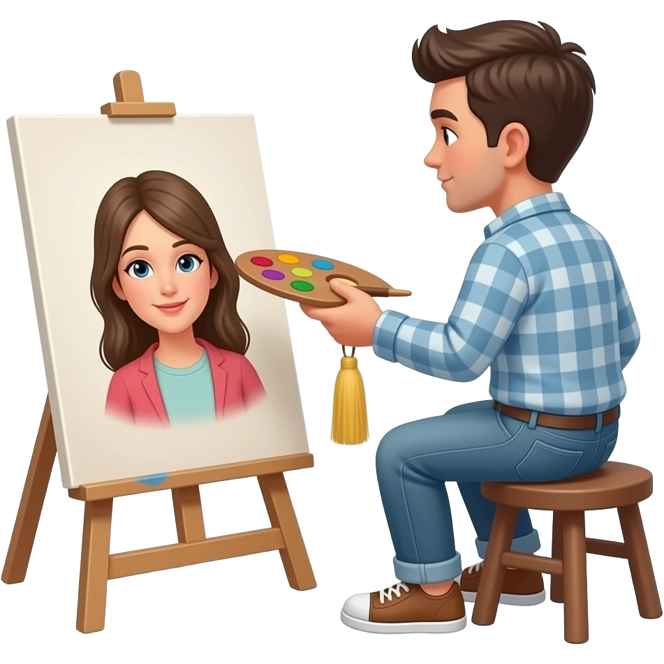 person imagining painting emoji
