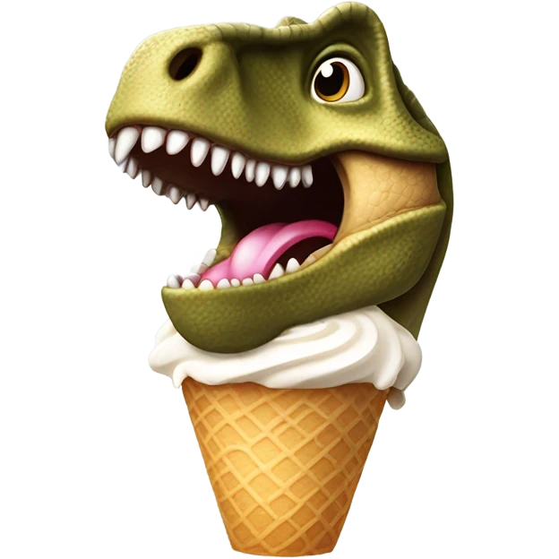 Dinosaur eating ice cream emoji