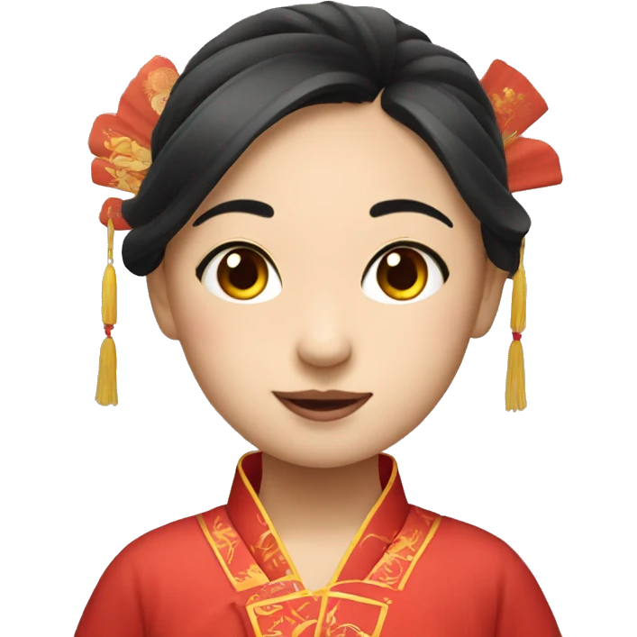 Chinese girl with fan emoji