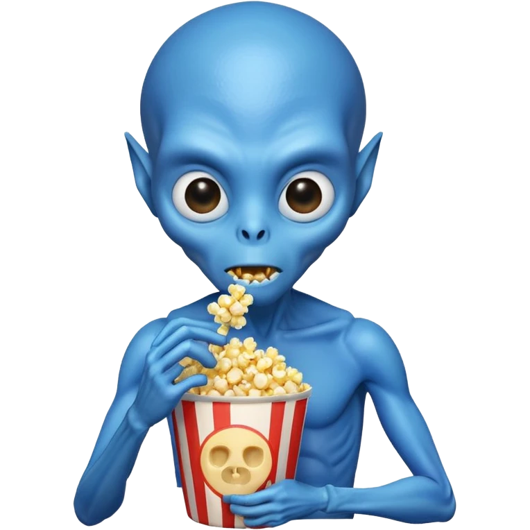 blue alien eating popcorn emoji