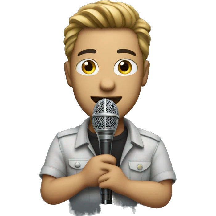 The sound engineer holds a microphone in his hands emoji