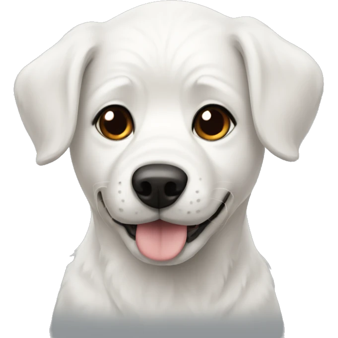 white dog with black and brown features emoji