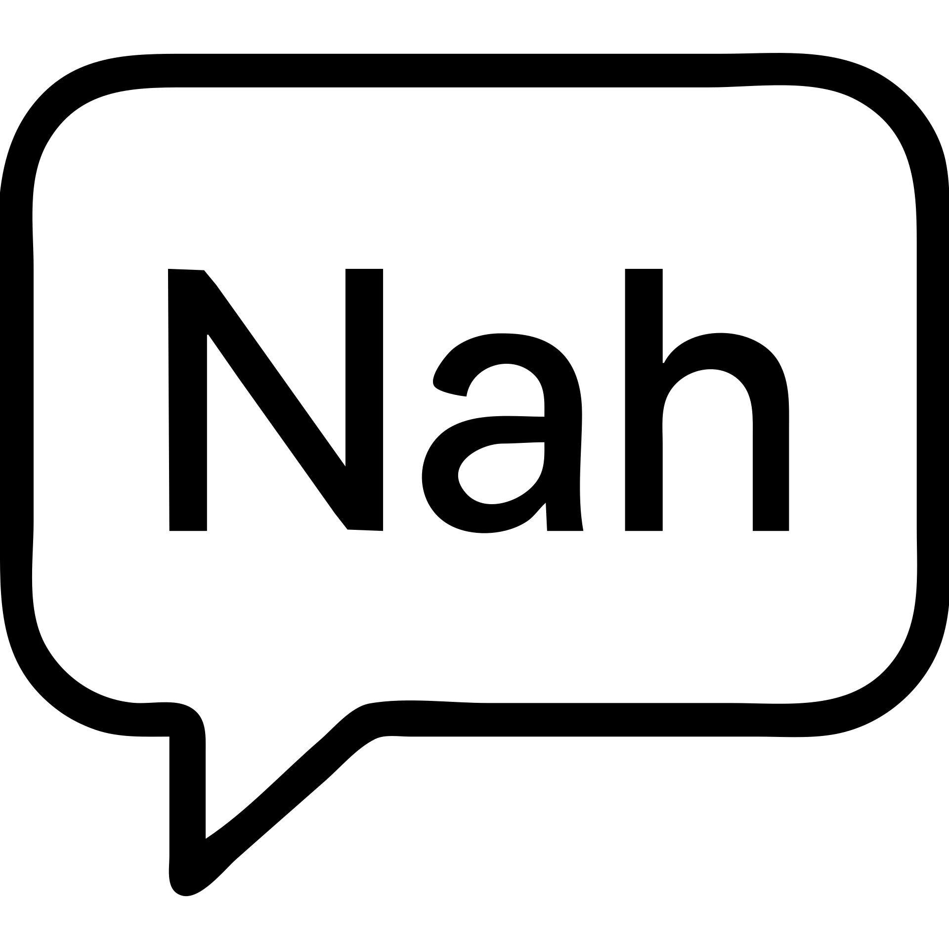 icon of the word 'Nah' in a speech bubble, clean lines, flat design, outlined style emoji