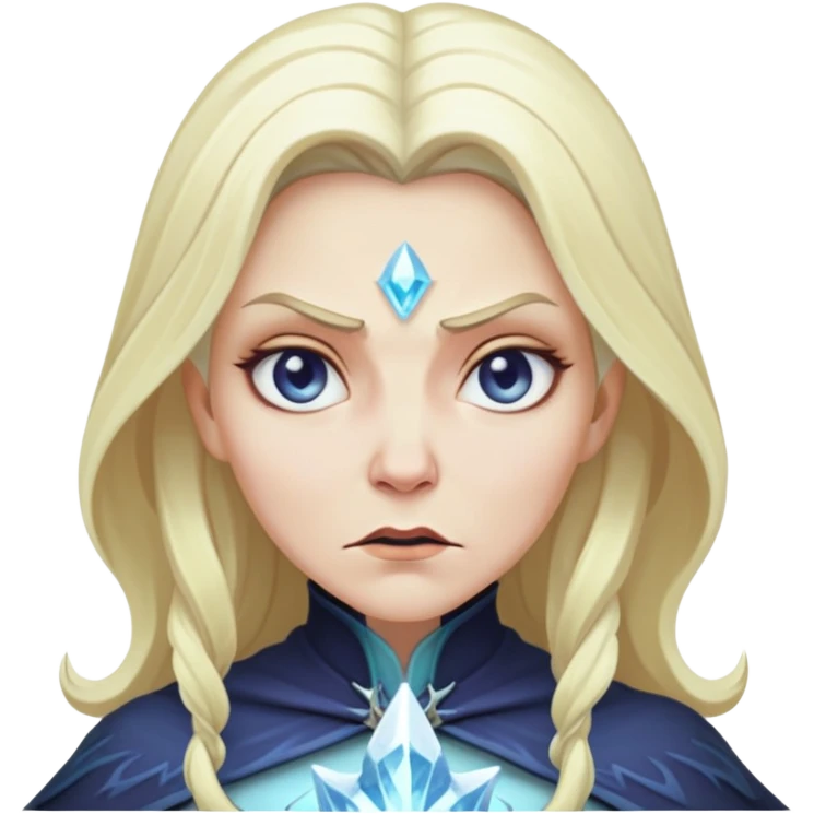 ice witch, menacing, blonde, older face emoji