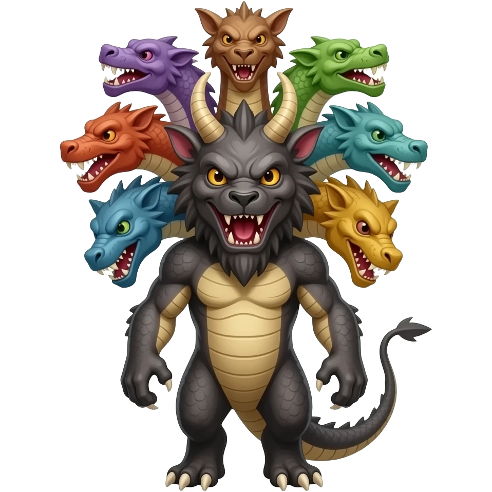 A beast with seven different heads emoji