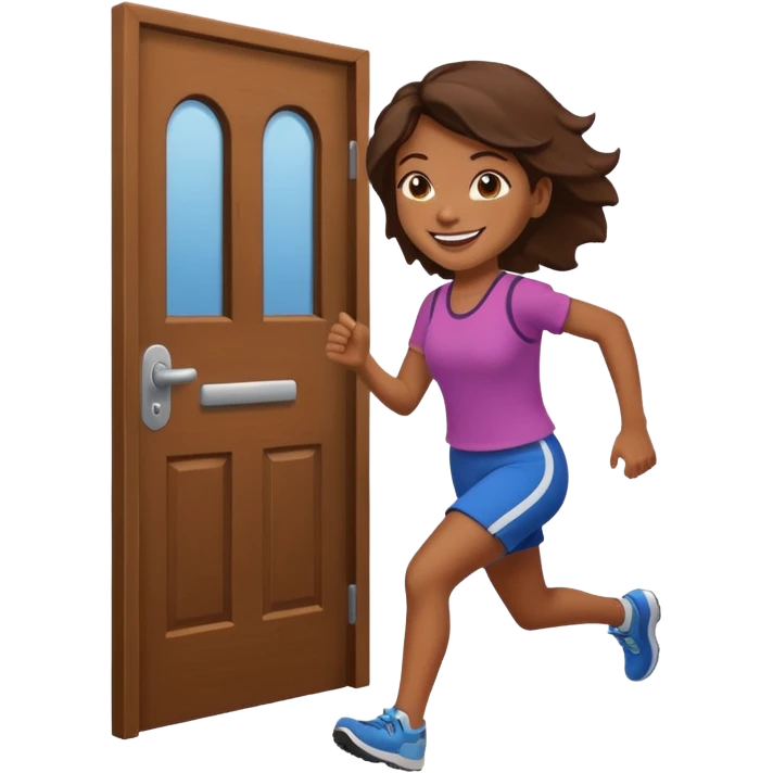 brown skinned female running out of door emoji